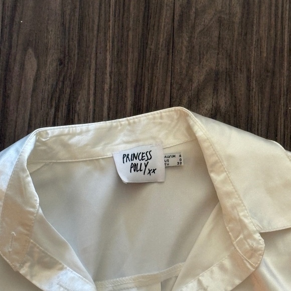 PRINCESS POLLY 90210 Satin Silky Button Down Shirt Mini Dress in White Size 0 - Picture 5 of 9